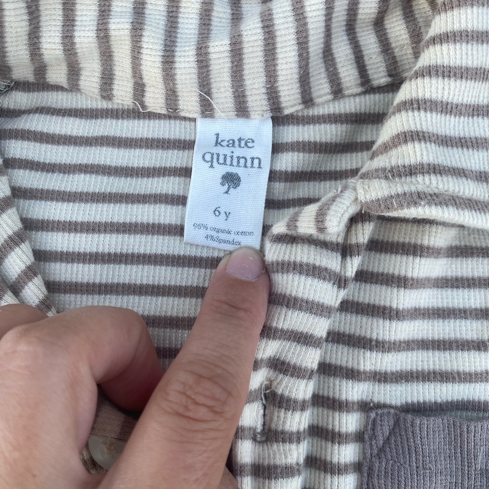 Kate Quinn Beige and White Striped Top